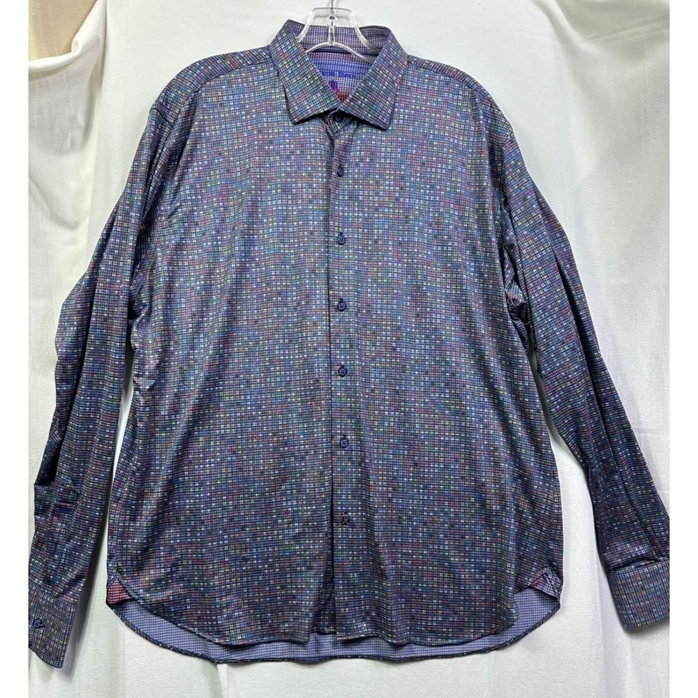 Visconti‎ Men's Multi Color Geometric Pattern Shirt Long Sleeve Button Up XL